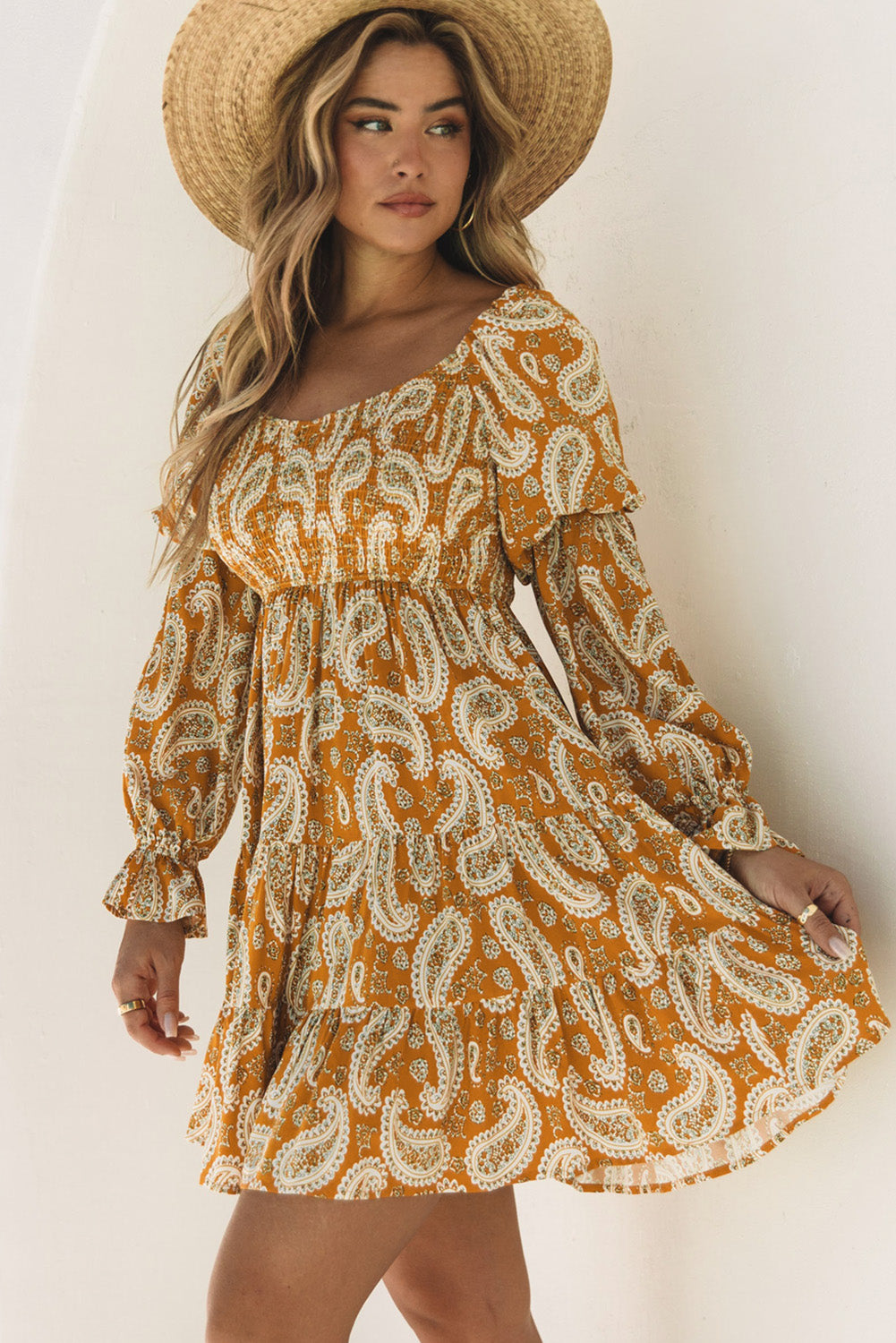 Paisley Long Sleeve Maxi Dress