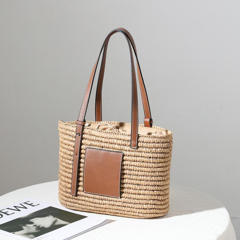 Rattan & Leather Shoulder Tote
