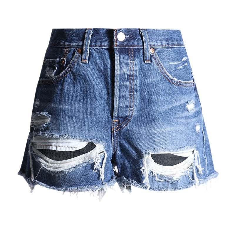 Distressed Wide-Leg Denim Shorts
