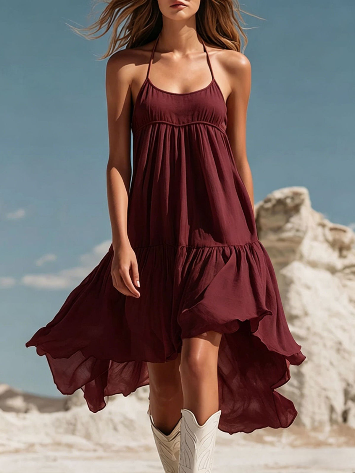 Strapless Ruffle Beach Dress