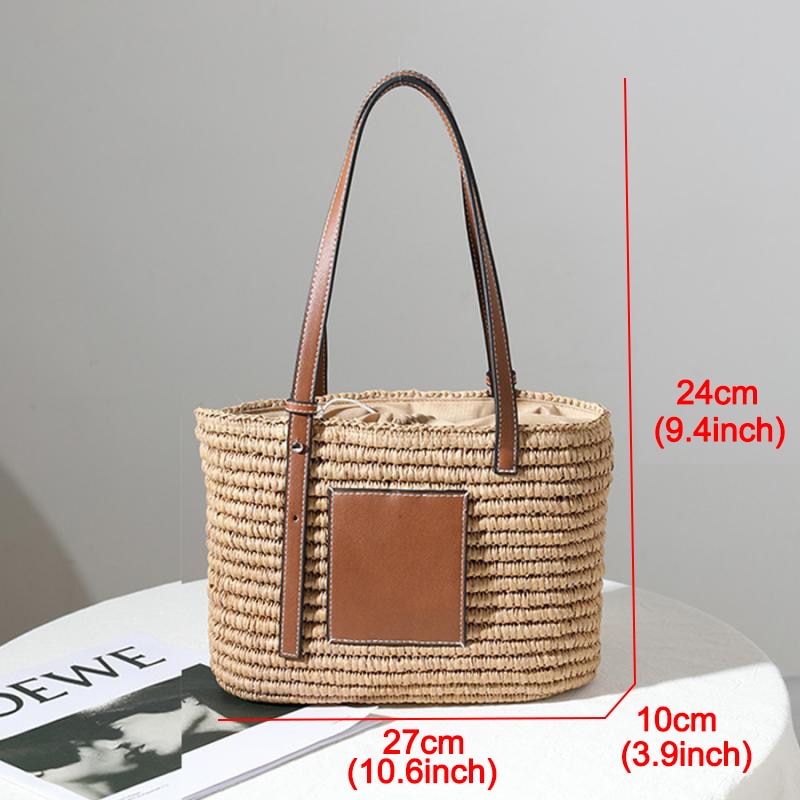 Rattan & Leather Shoulder Tote