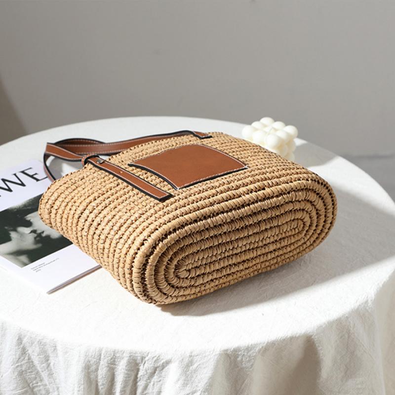 Rattan & Leather Shoulder Tote