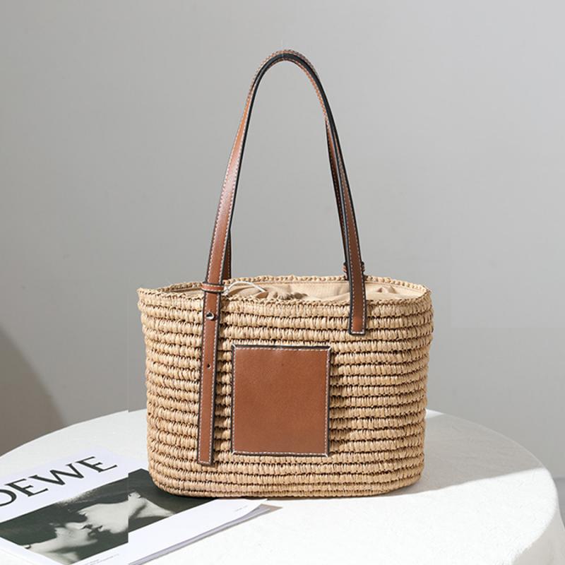 Rattan & Leather Shoulder Tote