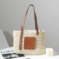 Rattan & Leather Shoulder Tote