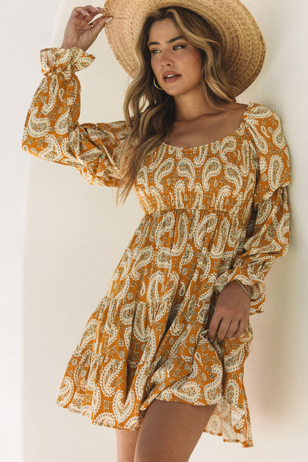 Paisley Long Sleeve Maxi Dress