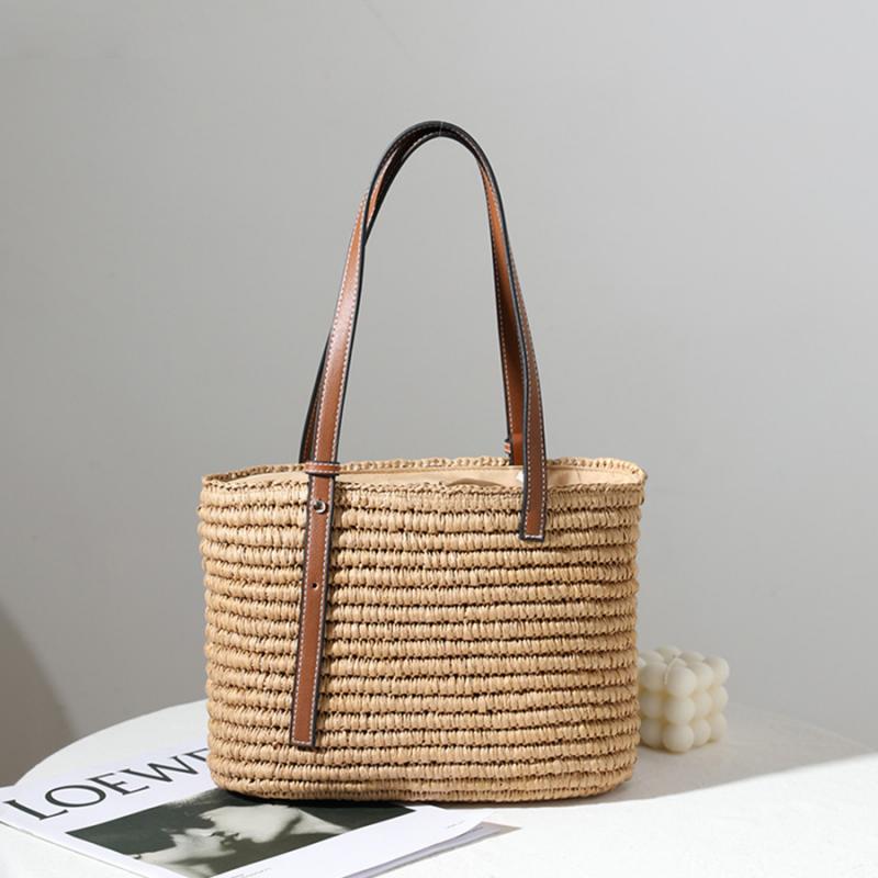 Rattan & Leather Shoulder Tote