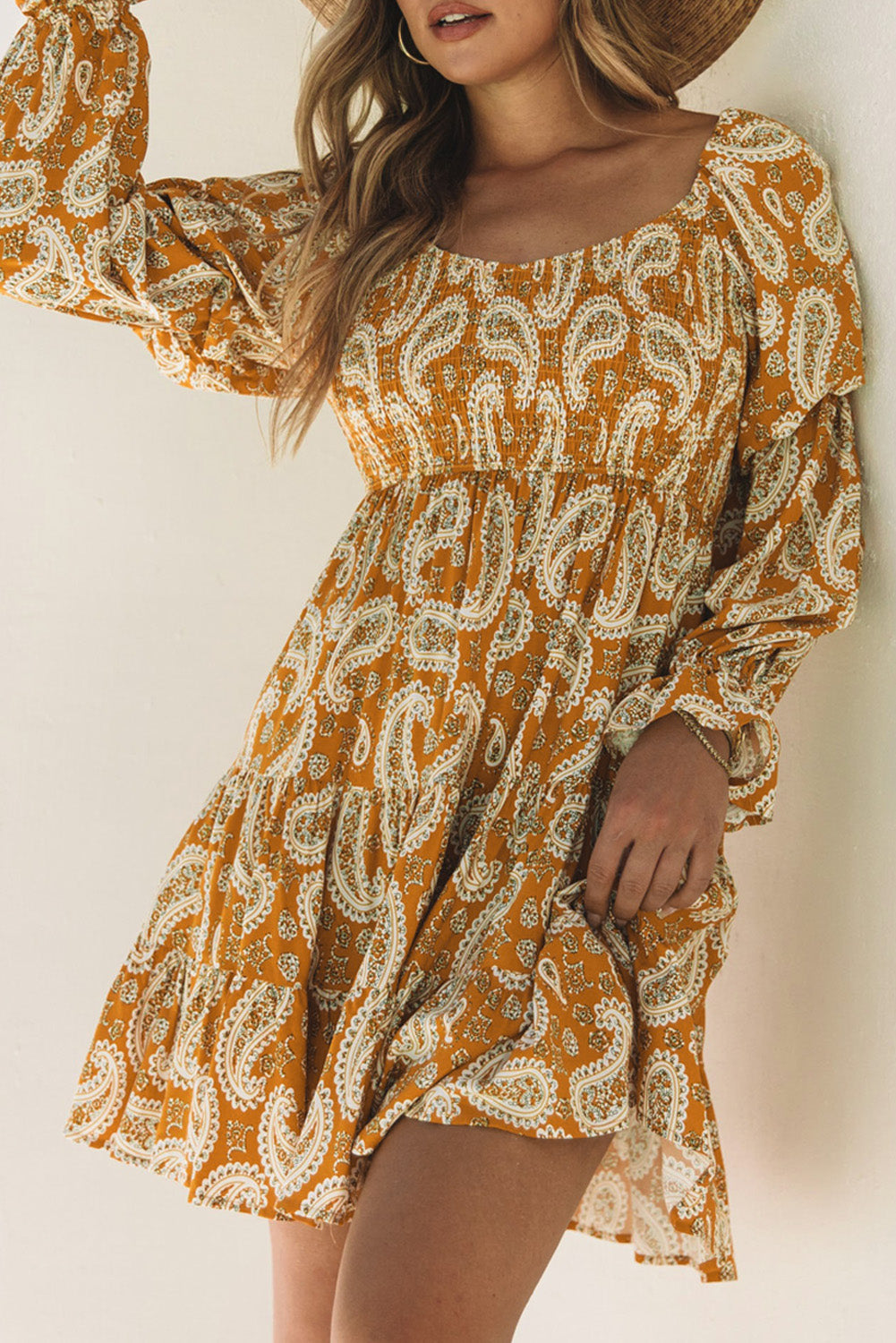 Paisley Long Sleeve Maxi Dress