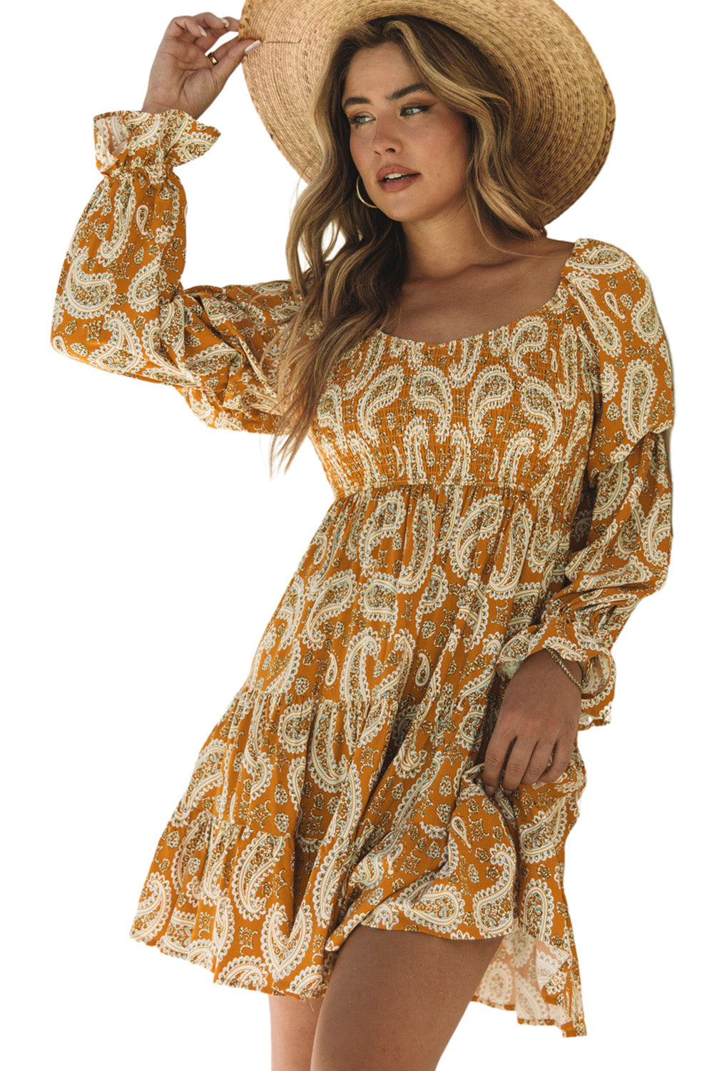 Paisley Long Sleeve Maxi Dress