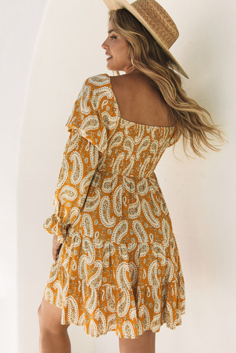 Paisley Long Sleeve Maxi Dress