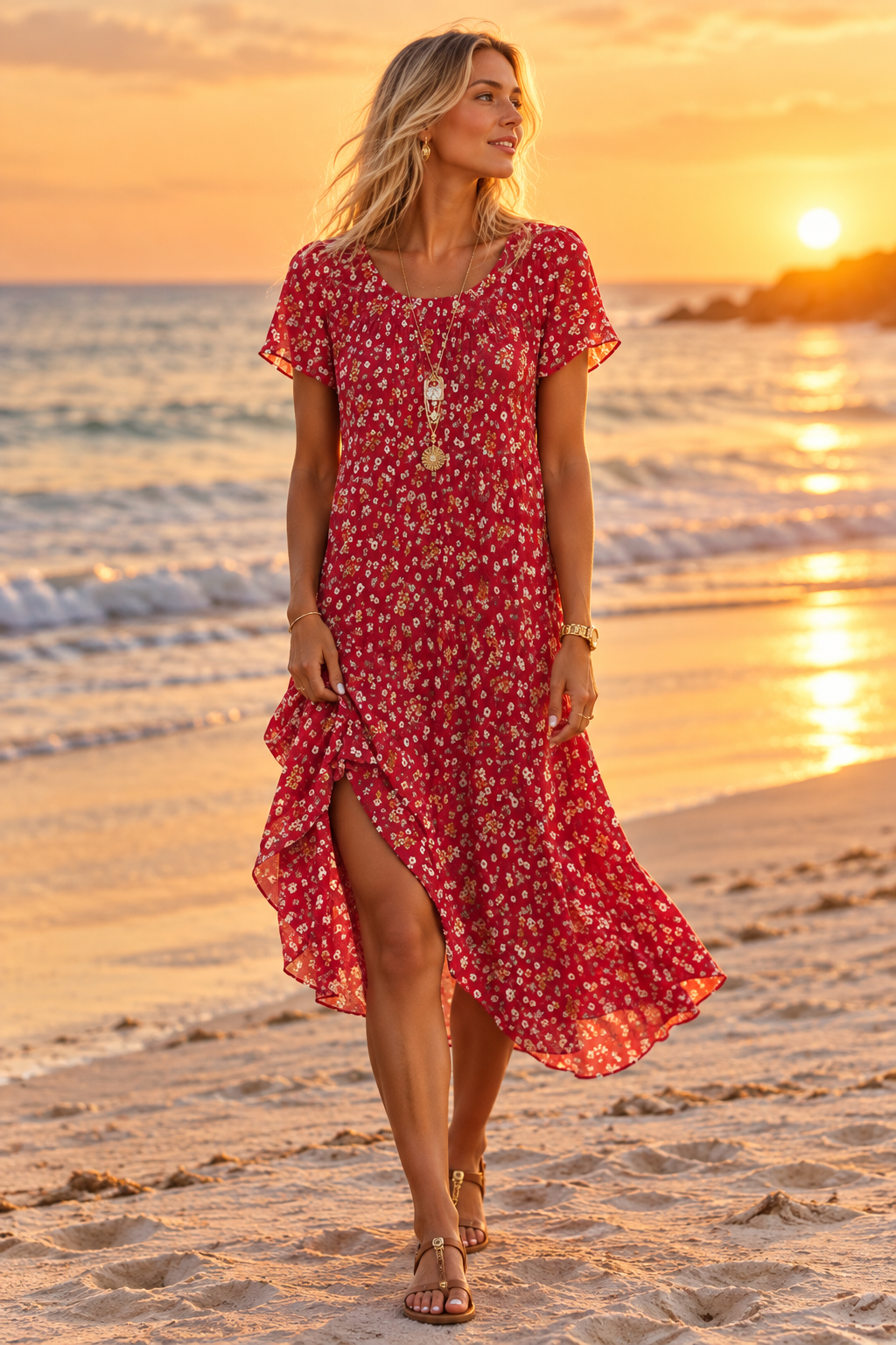 Red Floral Sunset