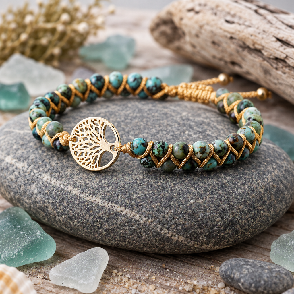 Stone Wrap Bracelet Flat Lay
